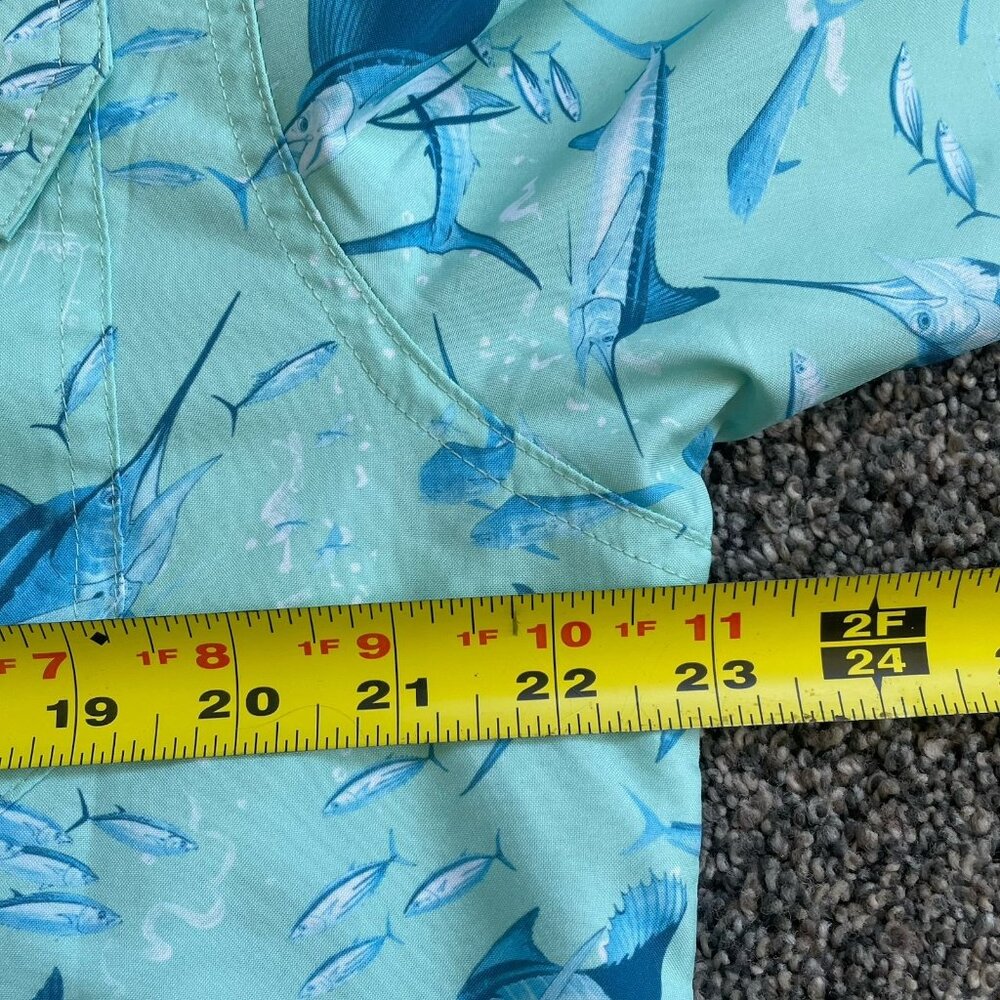 Men's Medium Guy Harvey Marlin Beach Glass Tonal Bills Long Sleeve Fish Shirt - Picture 9 of 12